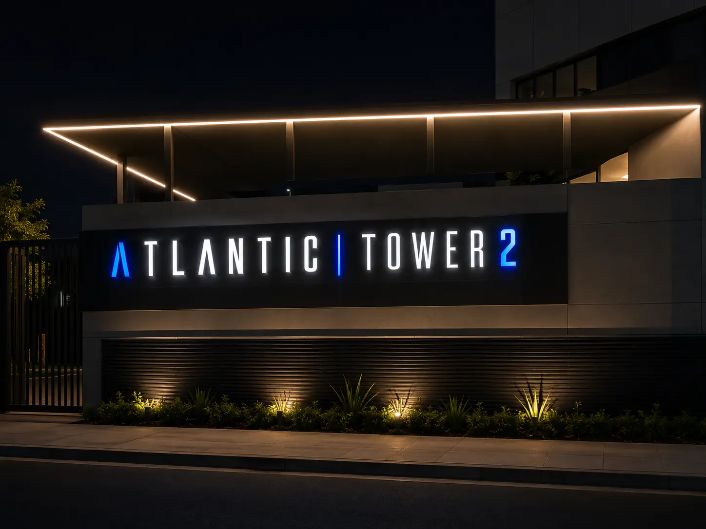 Illuminated reception signage produced by MYKA Signage