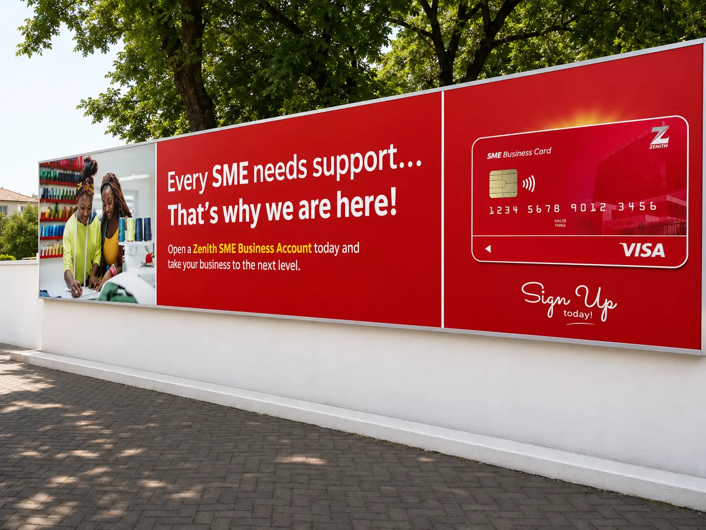 Large outdoor billboard for the Zenith SME Business Account